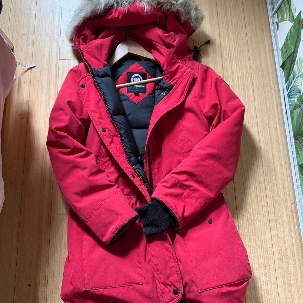 Canada Goose Trillium Red Down Parka Women’s S Cinched Waist Winter Coat - Picture 4 of 12